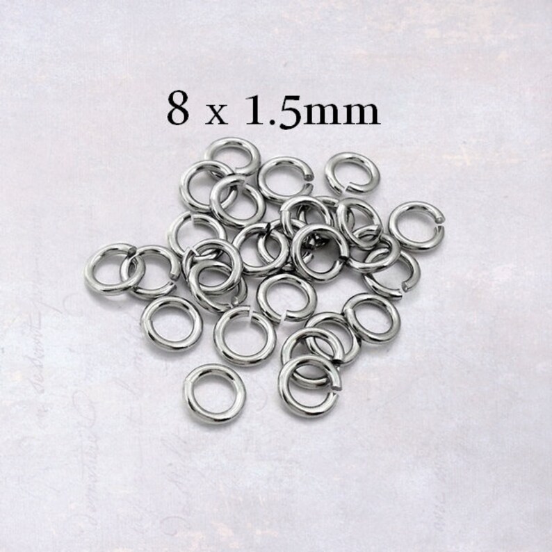 100 X Stainless Steel 8mm X 1.5mm Jump Rings Flush Cut Heavy Etsy