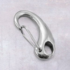 2 x Medium 32mm Solid Stainless Steel Self-Closing Kidney Clasp Key Clip