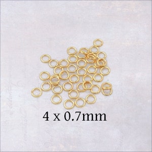200 x Stainless Steel Gold Tone Jump Rings 4mm OD x 0.7mm WD