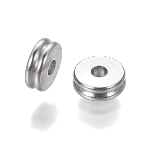 Stainless steel spacer beads, Silver rondelle disk for jewelry making