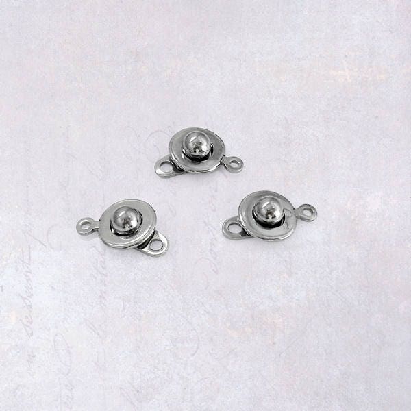 10 x Stainless Steel Push Button Ball & Socket Snap Clasps 9mm x 15mm