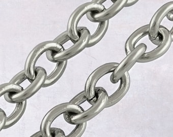 5m Stainless Steel Cable Chain - 5 Metres / 16.4 Feet, 4mm x 3mm x 0.8mm Open Links