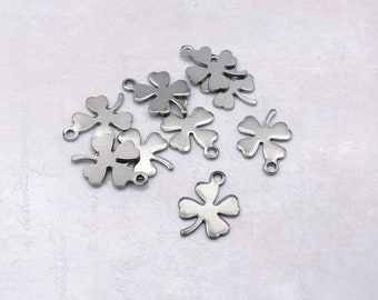 20 x Stainless Steel 4 Leaf Clover Charms