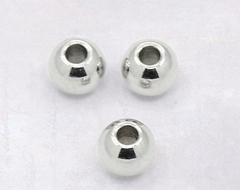 50 x Solid Stainless Steel Spacer Beads 4mm x 3mm Smooth & Seamless Silver Tone