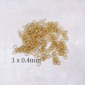 500 x Tiny Gold Tone Stainless Steel 3mm Open Jump Rings - Fine Gauge