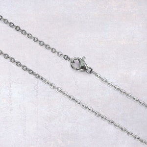 5 x Stainless Steel Fine 2mm Flat Link Chain Necklaces with Lobster Clasp