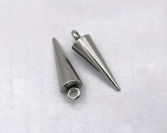 3 x Stainless Steel 27mm Spike Pendants