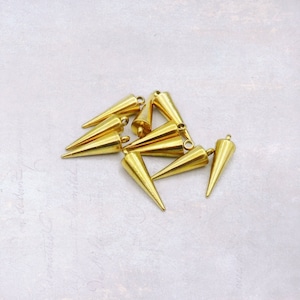 10 x Gold Tone Stainless Steel 18mm Cone Spike Charms