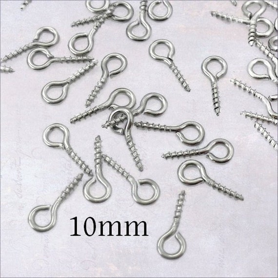 100 X Small Stainless Steel Screw Eye Pins / Bails 10mm X 4mm 