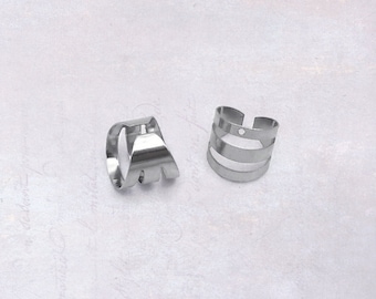 20 x Stainless Steel Triple Band Earring Cuffs with Attachment Hole