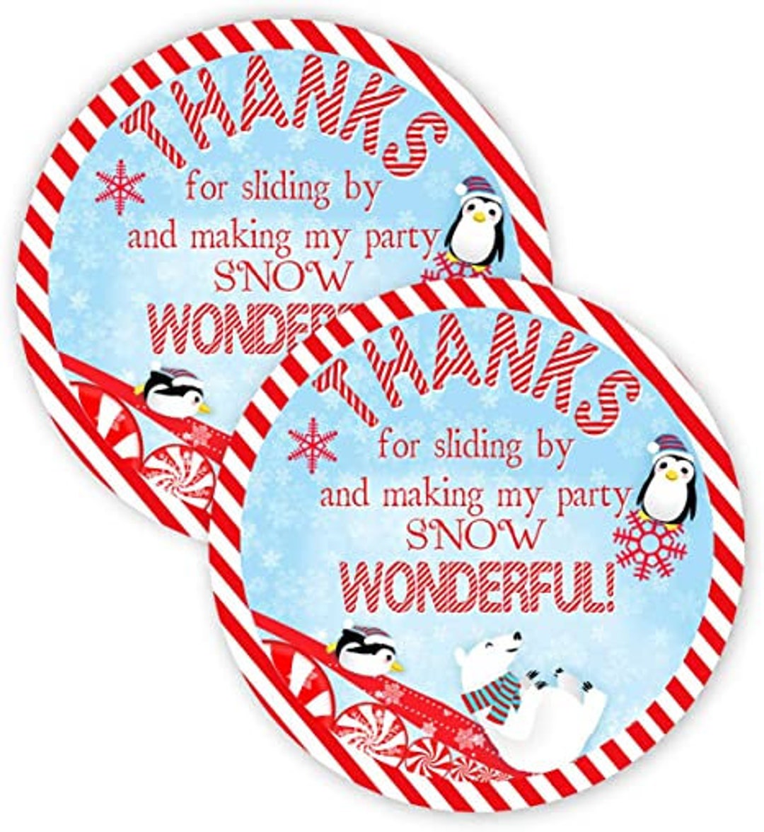 Winter Wonderland Red Party Favor Stickers 40 Favor Bag Stickers Winter