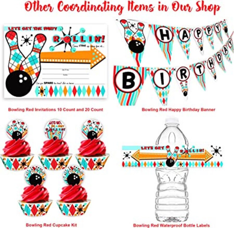 Bowling Cupcake Toppers and Cupcake Wrappers 24 Cupcake Etsy