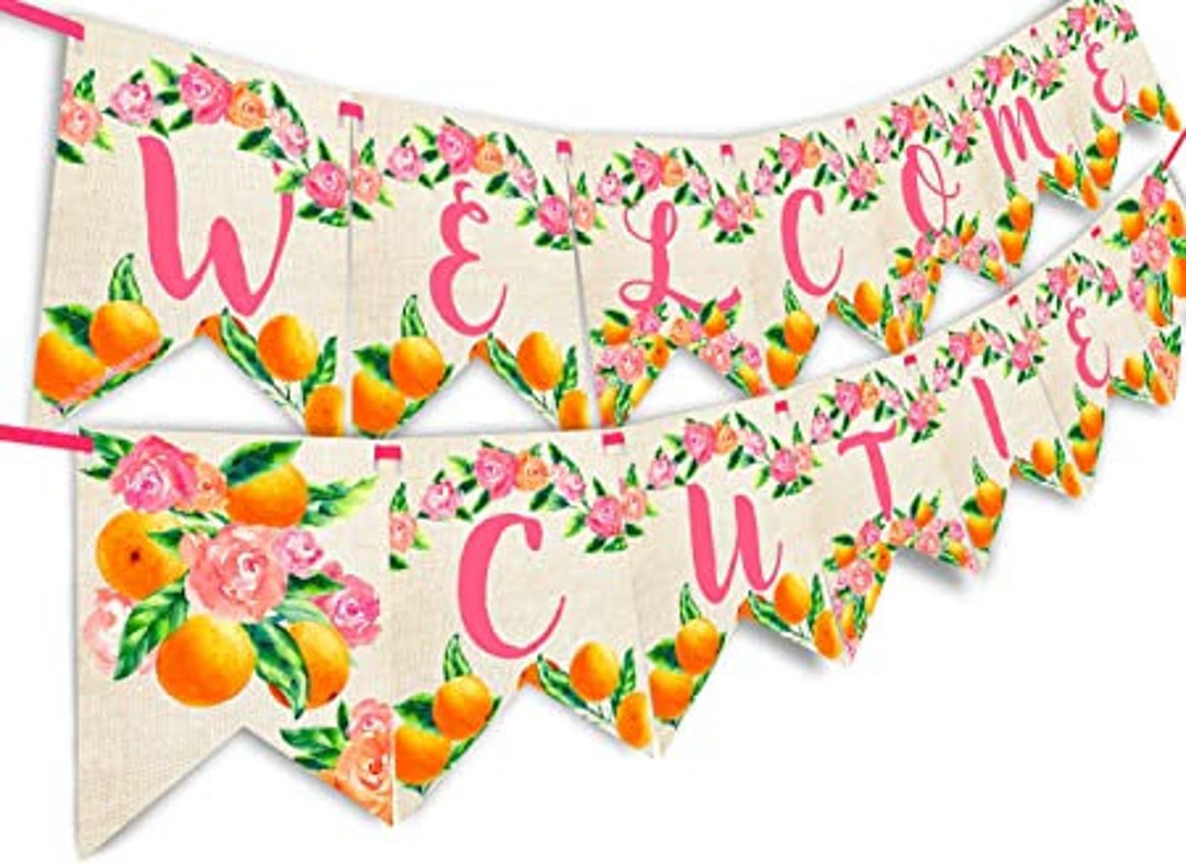 "Welcome Cutie" Baby Shower Banner - Little Cutie Orange Theme Party Decorations - View #11