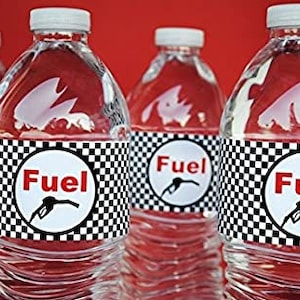 Race Car Bottle Wraps - Set of 20 Water Proof Bottle Stickers - Race Car Water Bottle Labels - Indy Party Decorations - Made in The USA