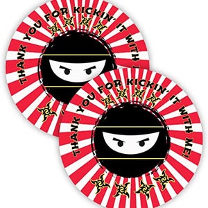 Ninja Party Favor Stickers - 40 Favor Bag Stickers - Ninja Thank You Tag - Ninja Party Supplies - Ninja Party Decorations