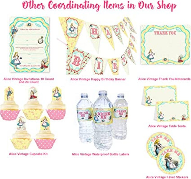 Alice in Wonderland Bottle Labels 20 Alice Water Bottle Labels Made in