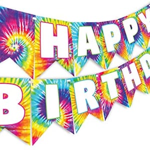 Tie Dye Happy Birthday Banner Tie Dye Party Supplies Tie Dye Party  Decorations Art Party Decorations Art Party Banner Classic 