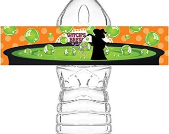 Witch Waterproof Bottle Labels - 20 Bottle Labels - Halloween Party - Cute Witch Halloween Party Supplies - Halloween Birthday  - Bottle