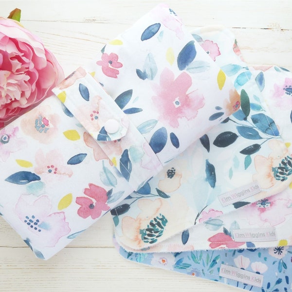 Floral Baby Waterproof Travel Change Mat and reusable Washcloths