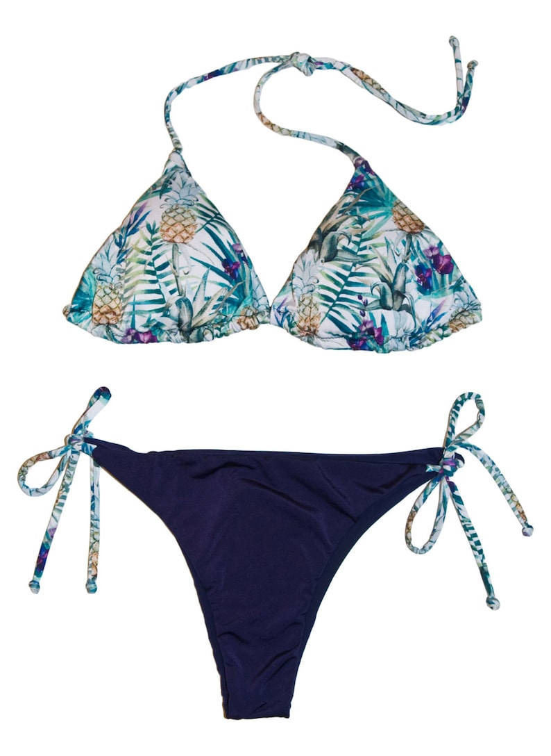 PINEAPPLE Bikini Set Triangle Top Woman Swimwear Handmade - Etsy