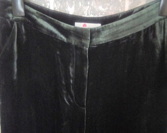 Y2K dark green velvet women's wide-legged trousers