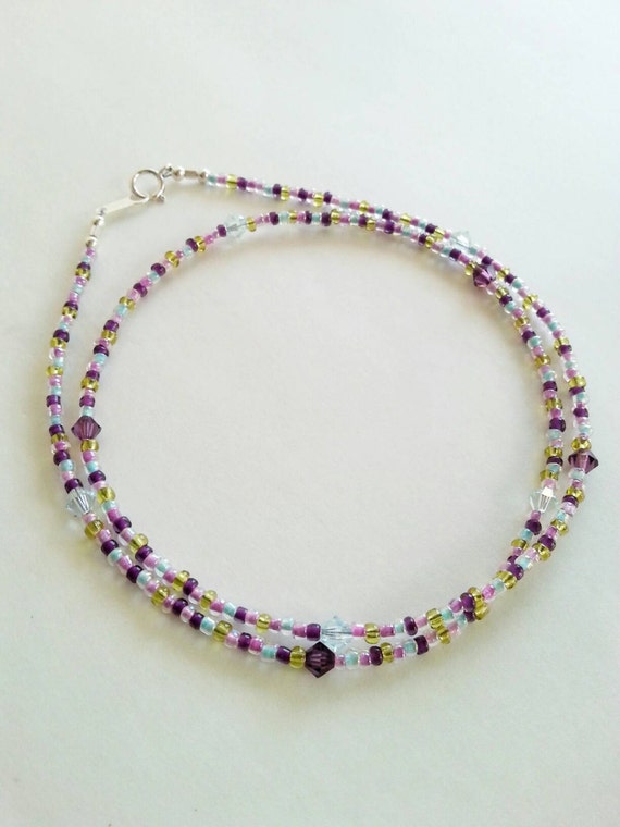 Seed Bead Necklace Small Beaded Necklace Seed Bead Jewelry Etsy