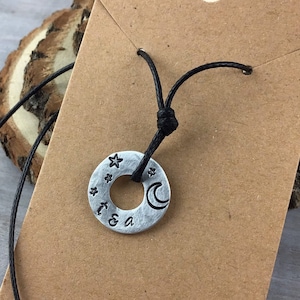 Couples Initials Necklace, Name Necklace, Crescent Moon Necklace, Couples Gift, Personalized Necklace, Anniversary Gift, Washer Necklace