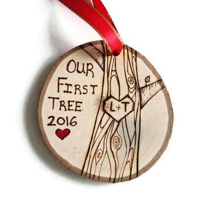 Our first christmas ornament, first christmas ornament, wood ornament, first tree ornament, couples ornament, first christmas together image 9