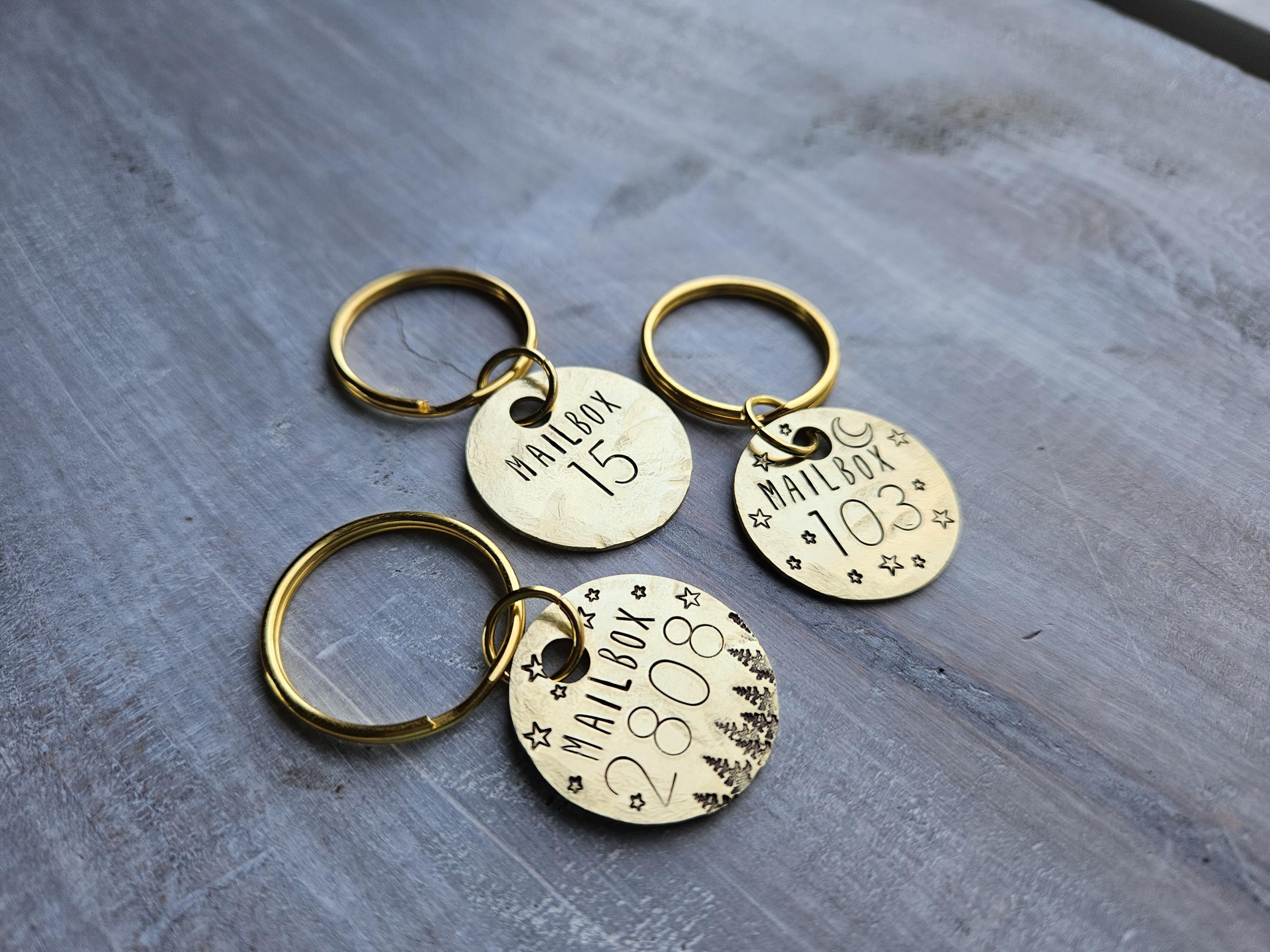 Custom Brass Mailbox Keychain: Personalized PO Box Key Label - Etsy