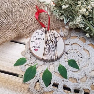 Our first christmas ornament, first christmas ornament, wood ornament, first tree ornament, couples ornament, first christmas together image 8