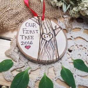 Our first christmas ornament, first christmas ornament, wood ornament, first tree ornament, couples ornament, first christmas together image 6