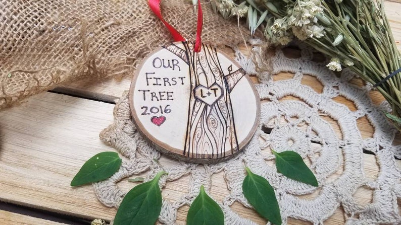 Our first christmas ornament, first christmas ornament, wood ornament, first tree ornament, couples ornament, first christmas together image 6