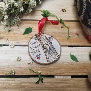 Our first christmas ornament, first christmas ornament, wood ornament, first tree ornament, couples ornament, first christmas together image 2