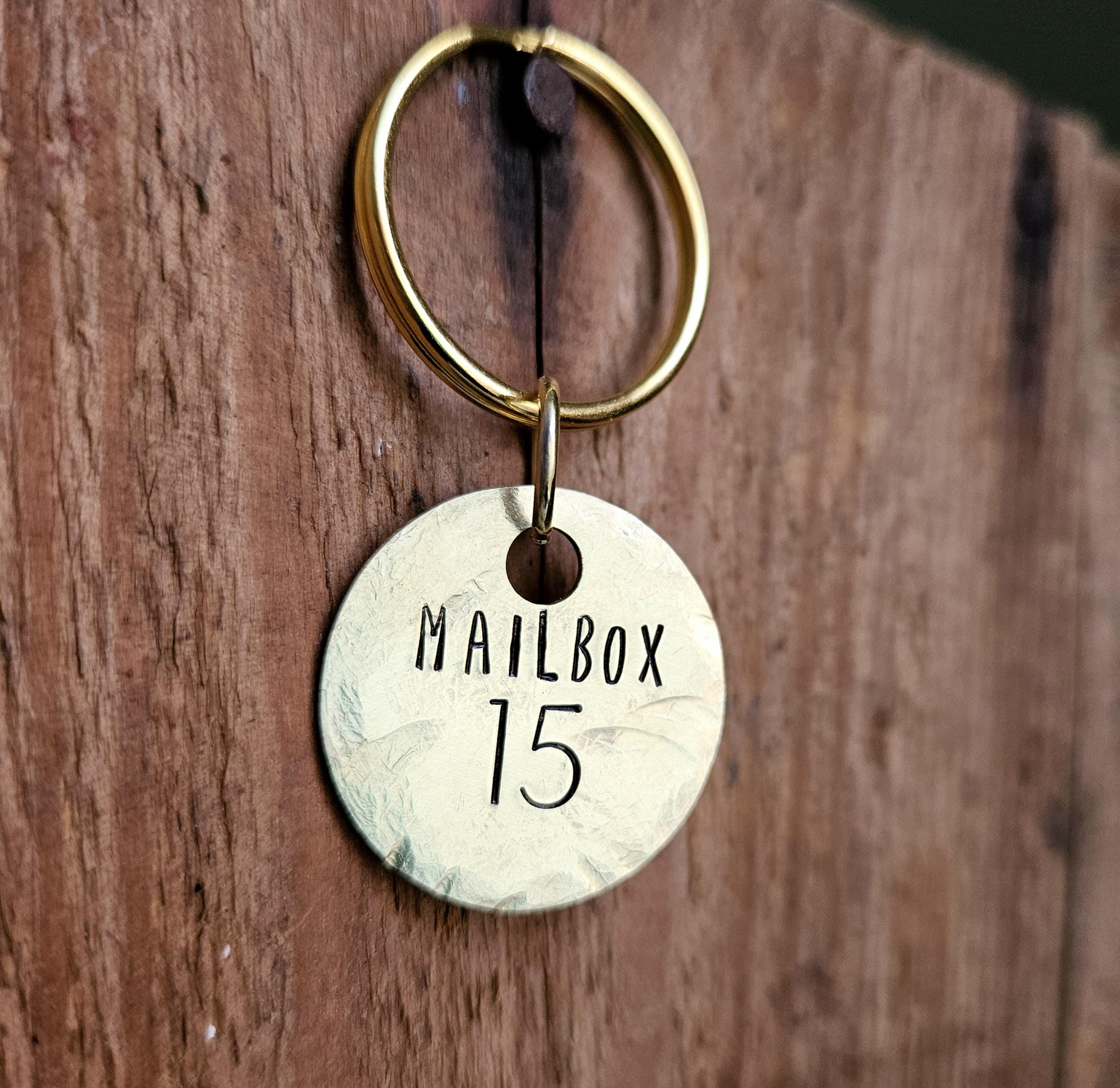 Custom Brass Mailbox Keychain: Personalized PO Box Key Label - Etsy
