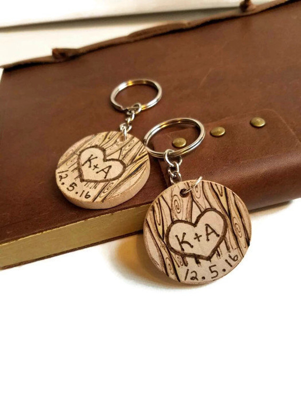 Custom Couples Keychains Wood Keychain Set Set of Keychains Etsy