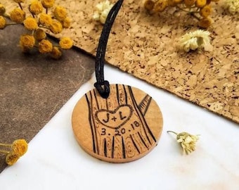 Custom couple necklace, couples pendant, custom couples gift, wood initials necklace, wooden necklace, initials  necklace, anniversary gift