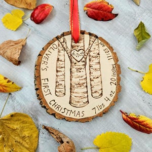 Baby Christmas Ornament, new baby ornament, baby stats ornament, birth stats gift, new baby gift, wood ornament, personalized ornament,