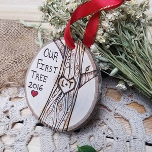 Our first christmas ornament, first christmas ornament, wood ornament, first tree ornament, couples ornament, first christmas together image 7