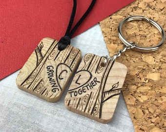 custom couples necklace and keychain set, couples gift set, gift for boyfriend, matching couples gift, boyfriend gift, engagement gift