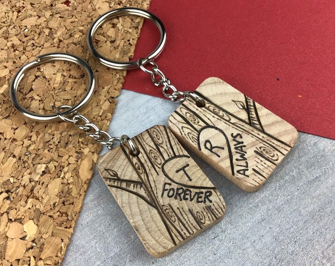 Personalized Matching Keyrings For Couples: Anniversary, Valentine's Day Gift (2 Pcs