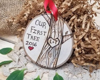 Our first christmas ornament, first christmas ornament, wood ornament, first tree ornament, couples ornament, first christmas together