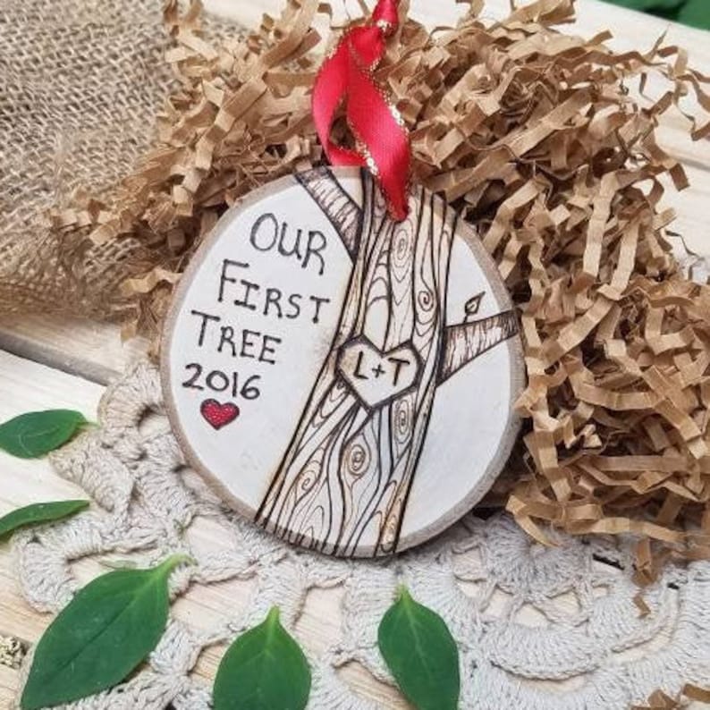Our first christmas ornament, first christmas ornament, wood ornament, first tree ornament, couples ornament, first christmas together image 1