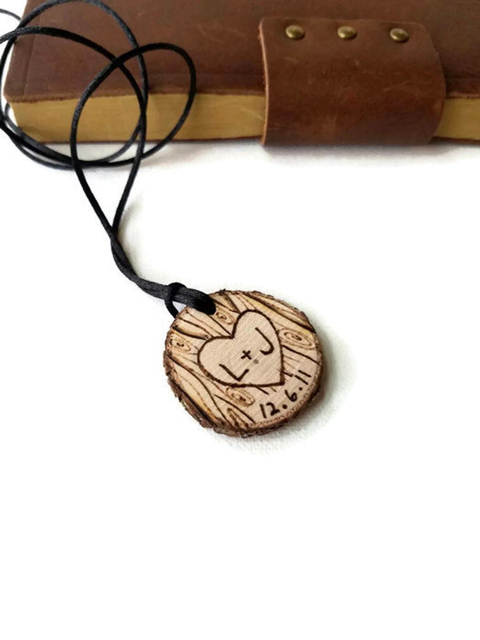 Custom couples necklace couple pendant custom wood necklace Etsy