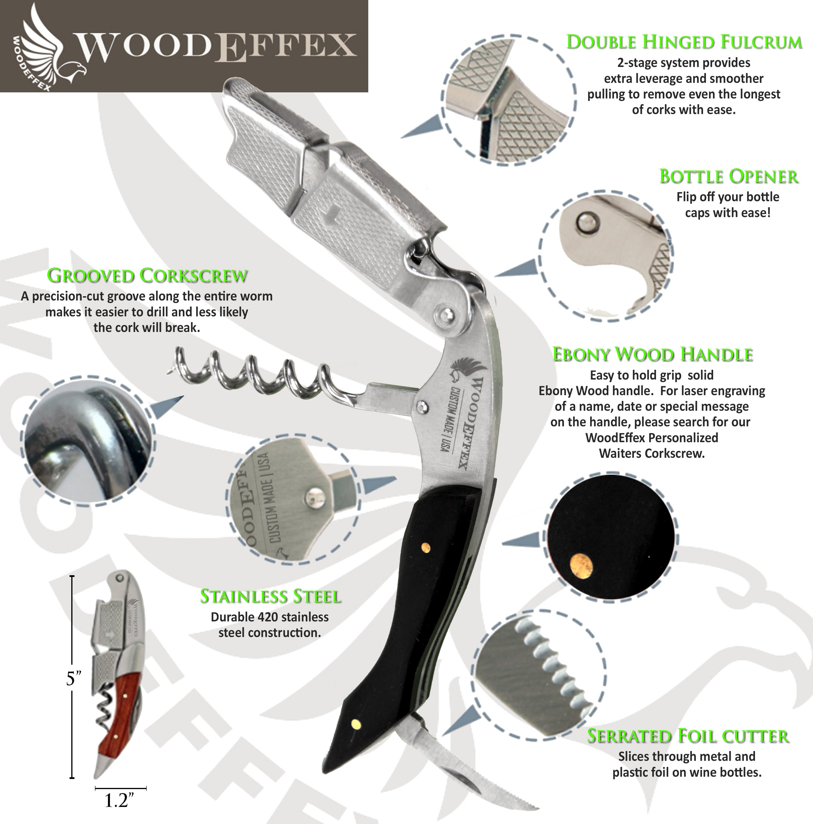 Personalized Waiters Corkscrew Professional Grade Natural Etsy