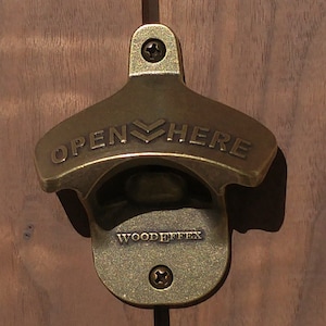 Wall Mount Beer Bottle Opener in Aged Brass | Includes Mounting Screws