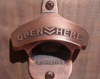 Wall Mount Beer Bottle Opener in Brushed Copper #2 | Includes Mounting Screws