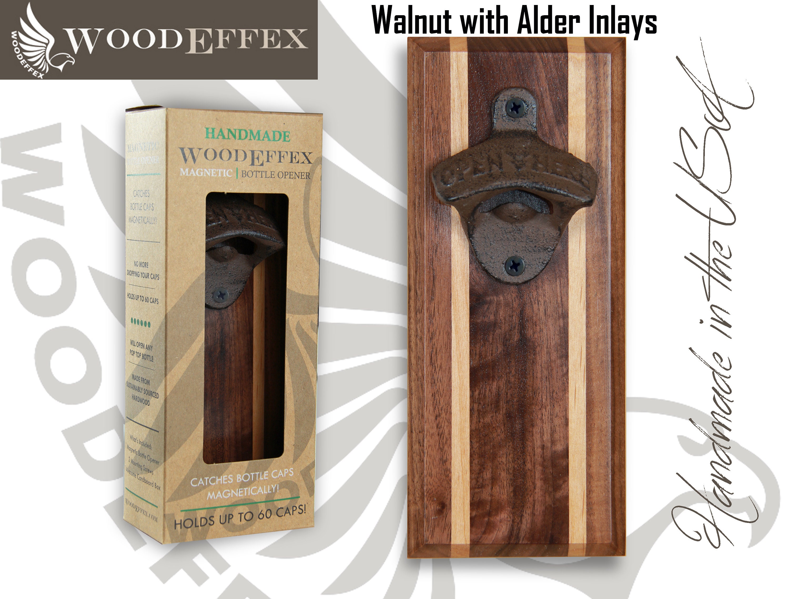 Bottle Opener Cap Catcher Handcrafted Walnut/Alder Etsy