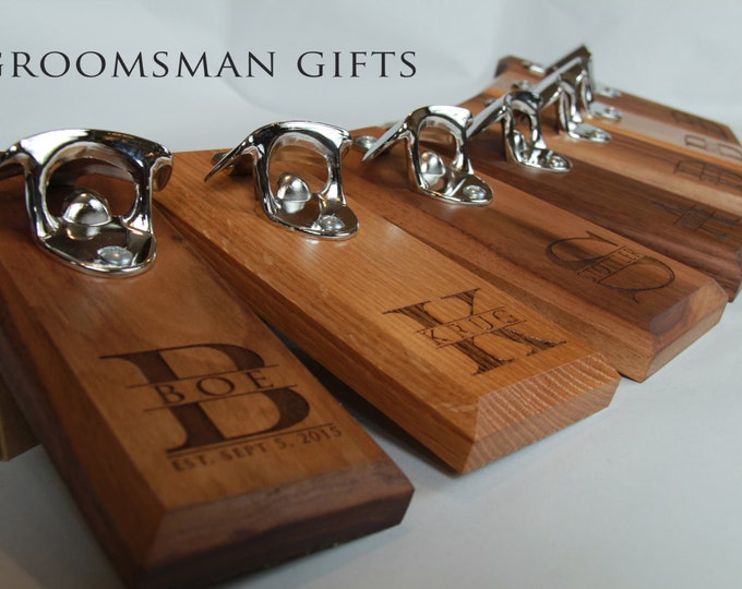 Personalized Bottle Opener Magnetic Cap Catcher - Groomsman/Groomsmen Gift with Choice of Opener - Personalized Name Engraving