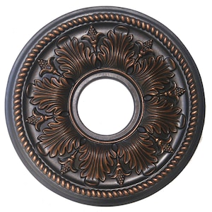 Hand Painted Decorative Ceiling Medallion Finished in Antique Bronze 14 Inch