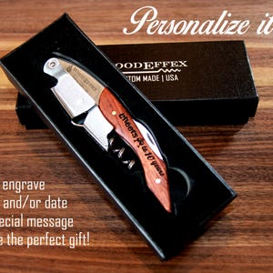 Personalized Waiters Corkscrew – Professional Grade Natural Rosewood All-in-one Corkscrew